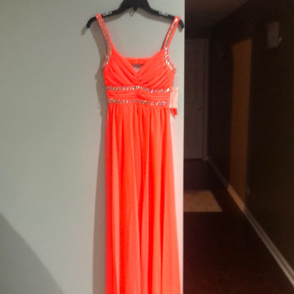 Cocktail gown prom dress SequinHearts Size 3 New with tags.  Hot Coral